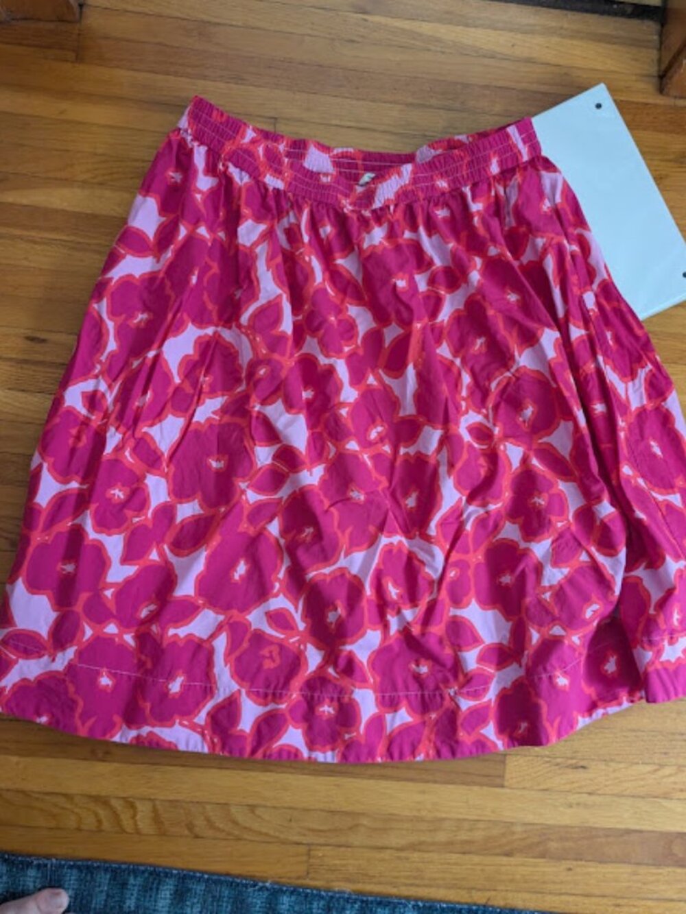 BANANA REPUBLIC FACTORY Women Sz XL Skirt Pink Floral Pockets Poplin Midi Modal